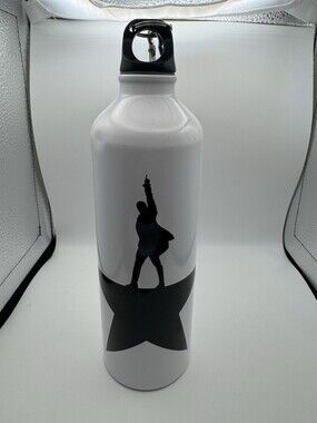 Hamilton Musical Collectible Metal Water Bottle – White w/ Black Star Logo – Fas